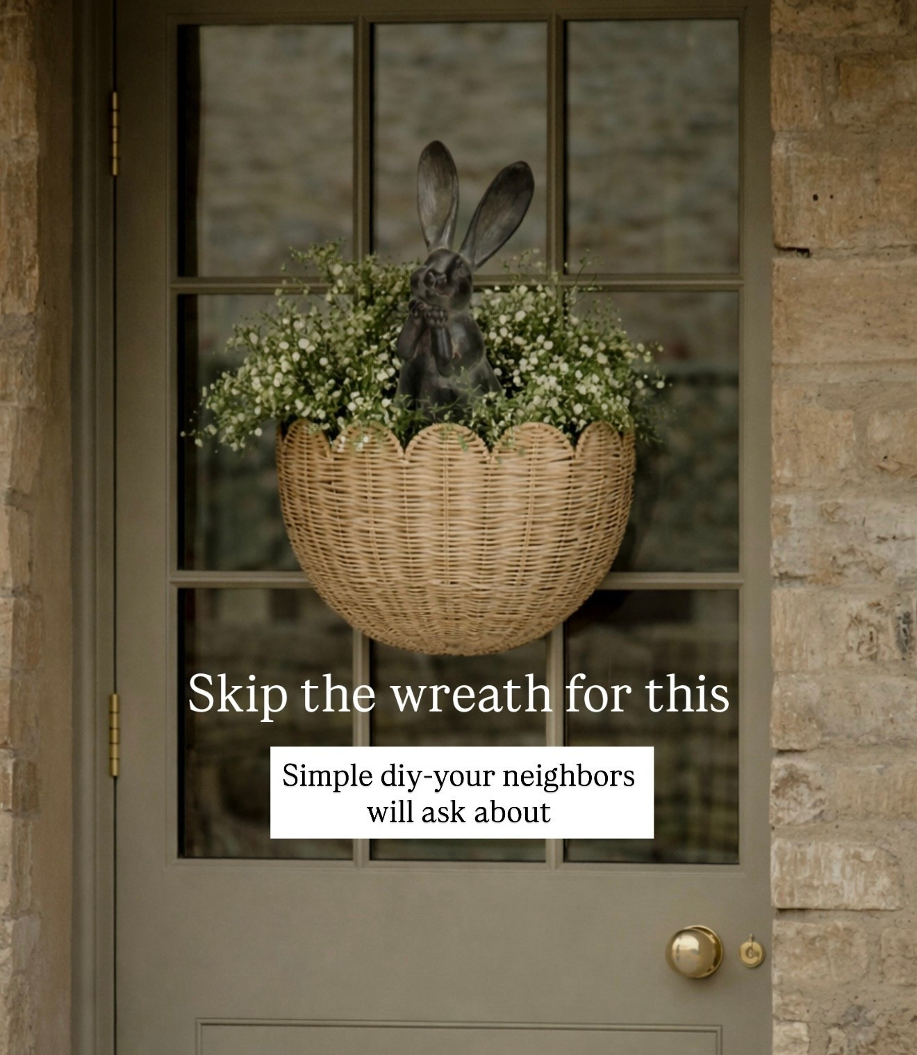 OK, if you can figure out how to get this to hang on your door, it would be so beautiful simple DIY add babies’s breath or green stems and this bunny found the scallops basket from Amazon also linking some affordable option options

#LTKSaleAlert #LTKHome