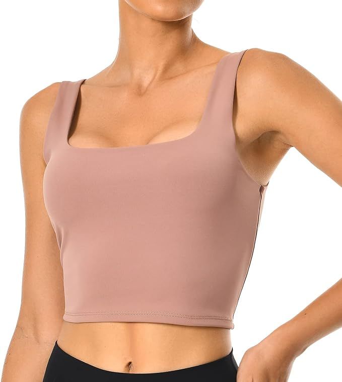 Colorfulkoala Women's Body Contour Square Neck Tank Tops Sleeveless Strappy Crop Doubl... | Amazon (US)