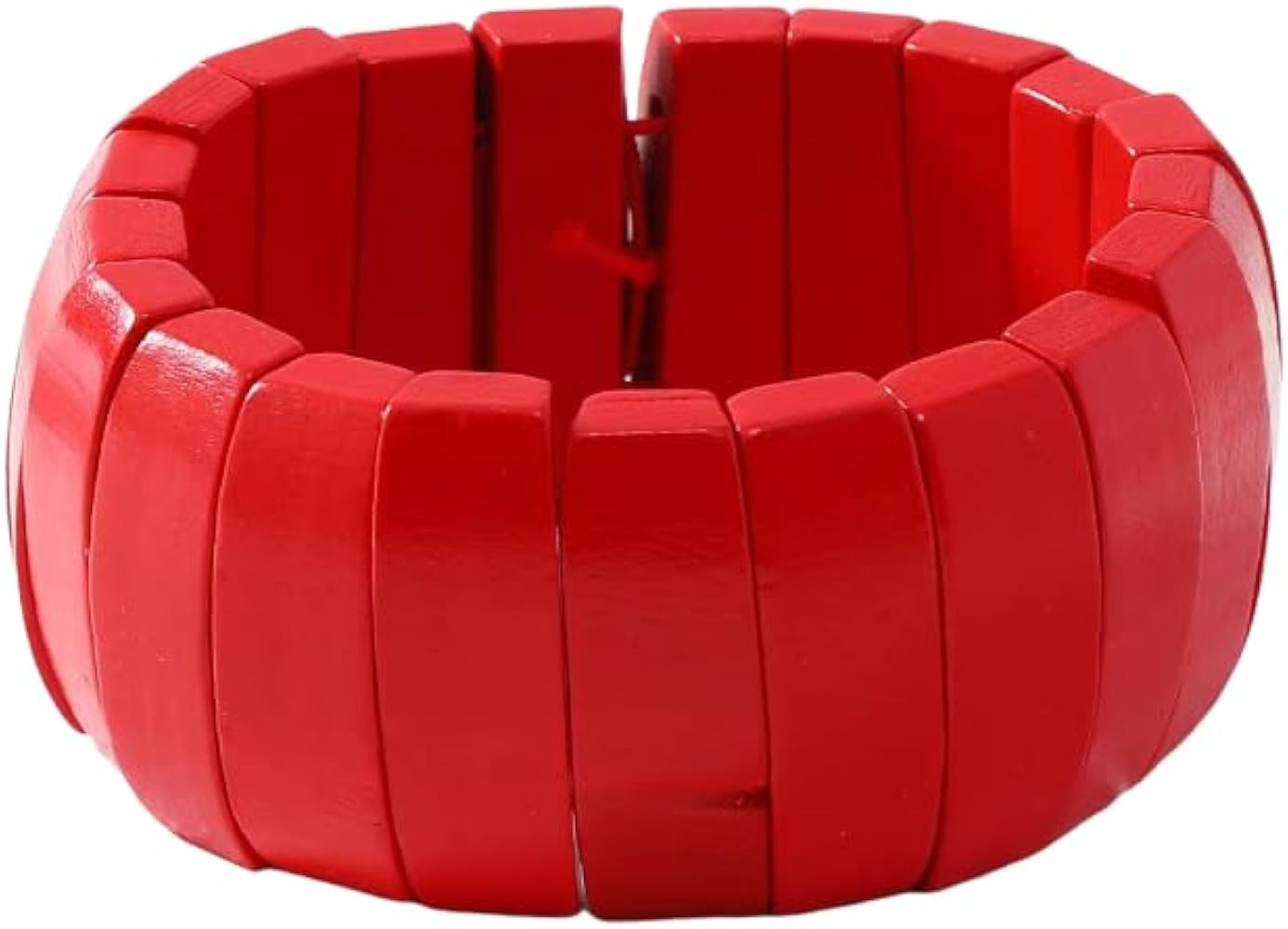 Bohemian Wide Chunky Wooden Bangle Bracelets Multi-Colored Wooden Beads Wristband Elastic Coconut... | Amazon (US)