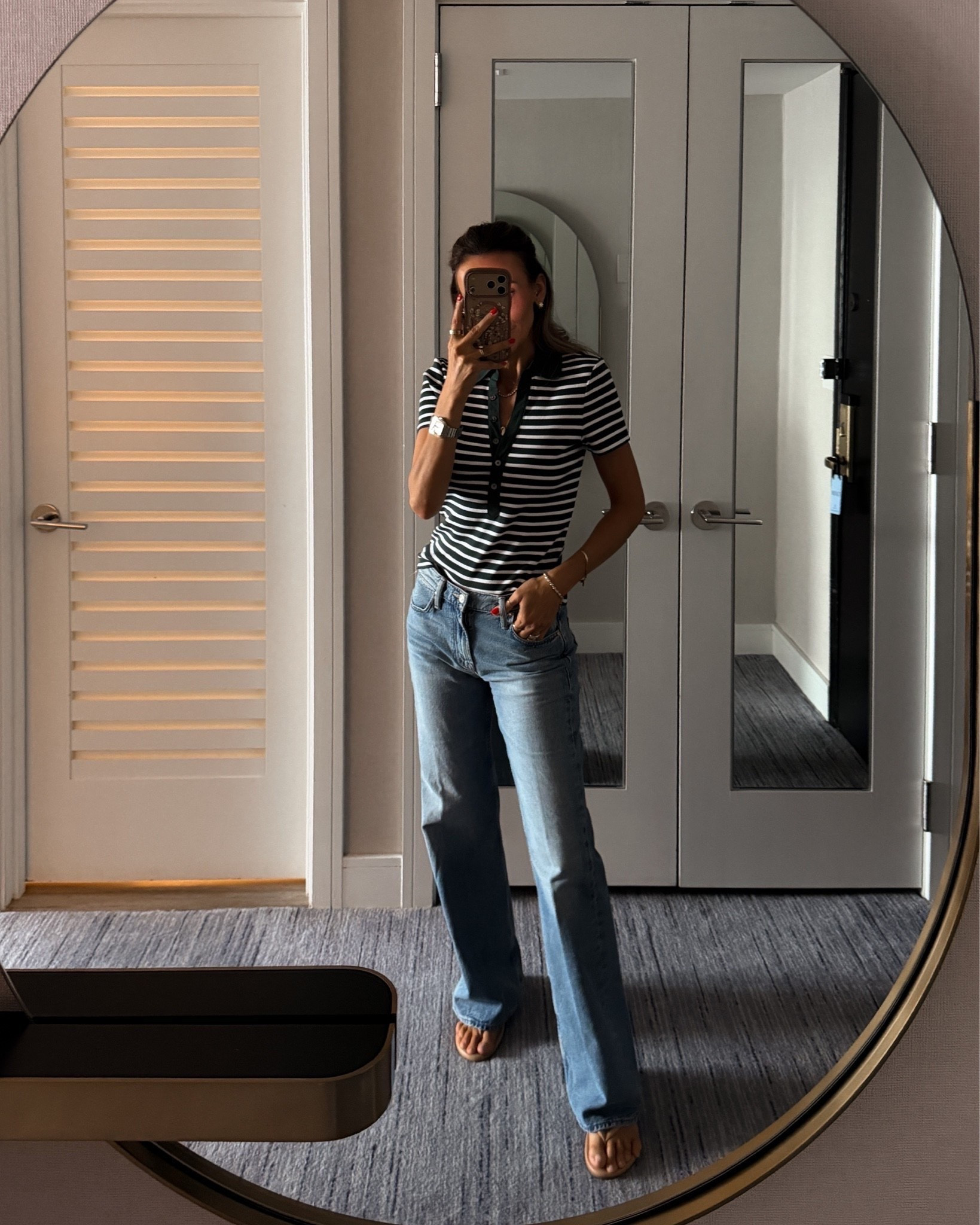 NSale outfit to wear now! The stripped polo has a super feminine fit! Thee jeans are my favorite lighter wash mid-rise style. Works for a more casual vibe as well as dressy with boots for later. Both fit tts

#LTKSaleAlert #LTKSeasonal #LTKOver40