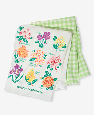 Flower Show 2-Pc. State Flowers Print Tea Towel Set, Macy's Exclusive | Macy's