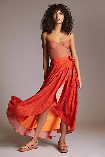 Printed Wrap Maxi Skirt | Anthropologie (US)