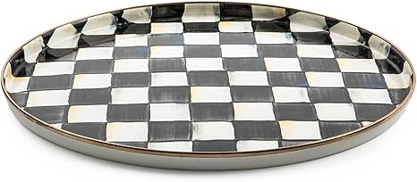 Mackenzie-Childs Enamel Round Tray, Unique Circle Platter, Decorative Tray for Food, Courtly Chec... | Amazon (US)