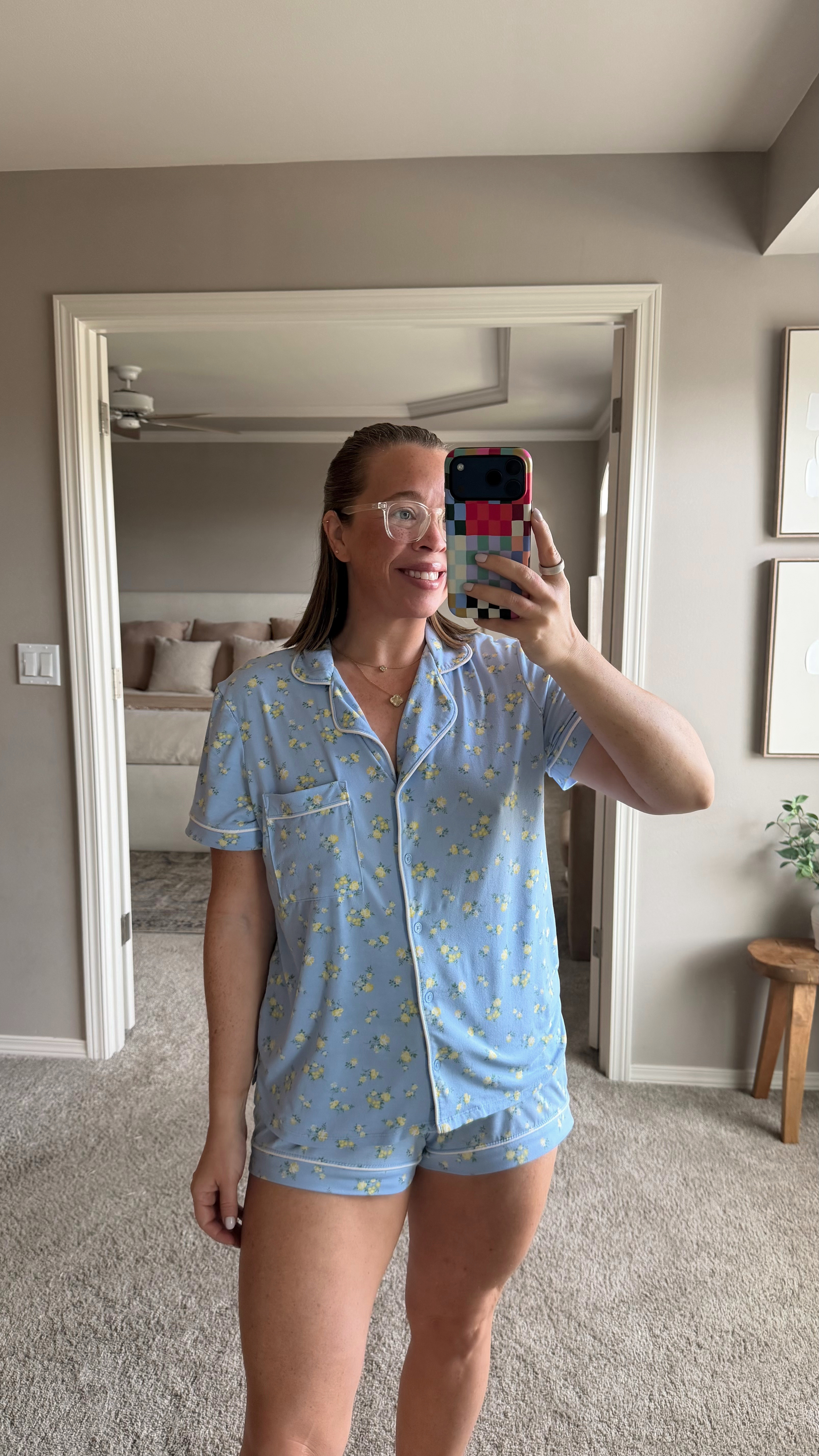 Under $17 PJ set! So soft and cozy! Comparable to the viral VS set. Comes in lots of cute patterns too. Wearing the pattern "Blue Lark Rose Ditsy" in a medium 🩵🌼 Size 10 | M/L | 5'4" 

 

#LTKMothersDay #LTKootd #LTKMidsize
