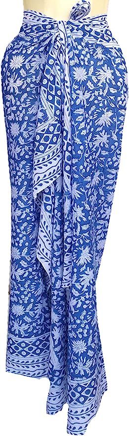 Rastogi Handicrafts 100% Cotton Hand Block Print Sarong Womens Swimsuit Wrap Cover Up Long (73" x... | Amazon (US)