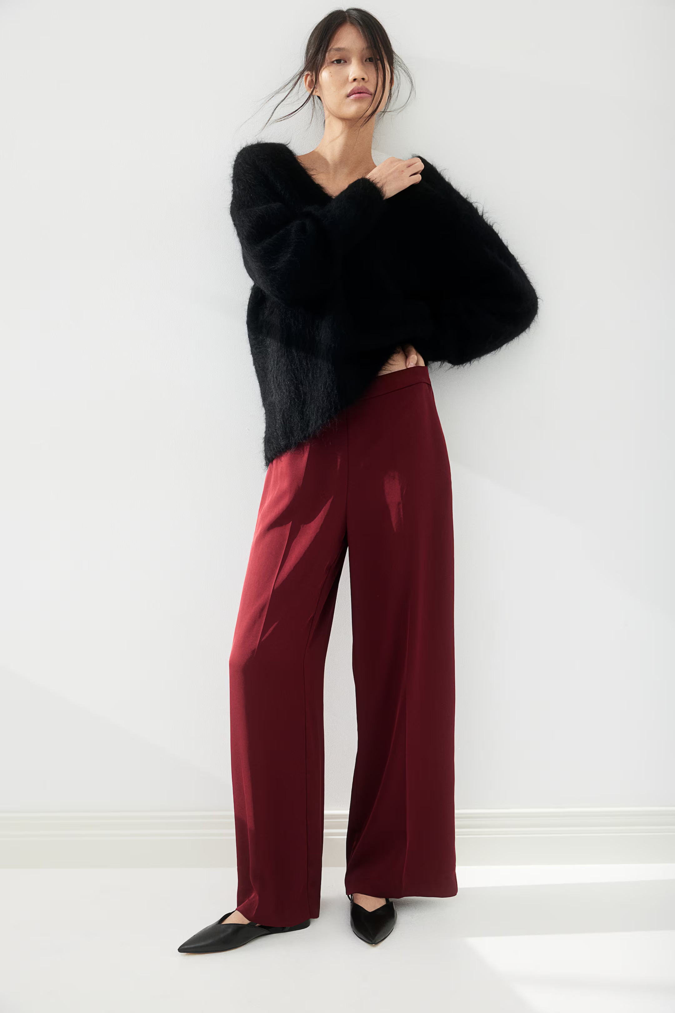 Wide-Leg Pants - Dark red - Ladies | H&M US | H&M (US + CA)