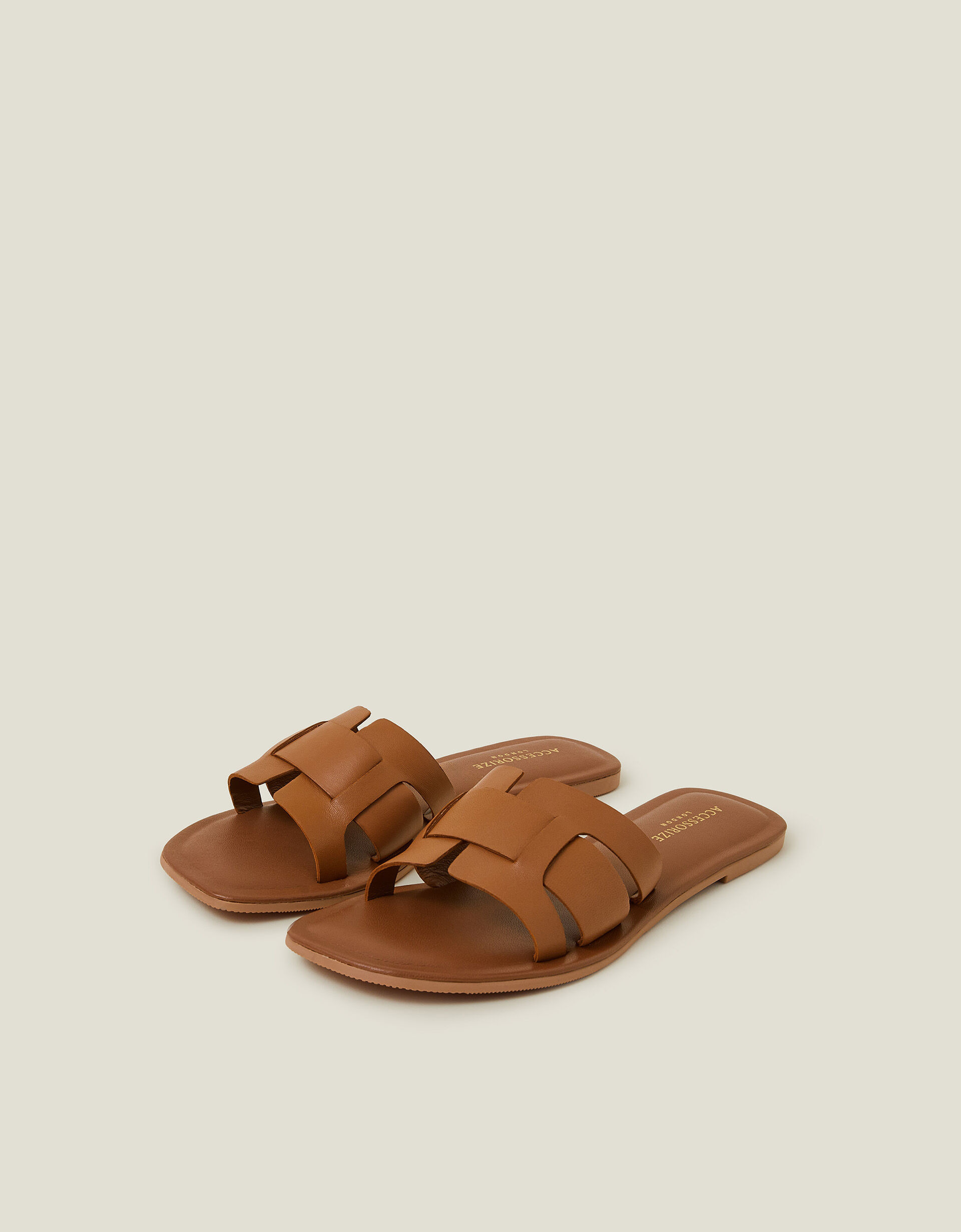 Leather Cut-Out Sliders Tan | Accessorize (Global)