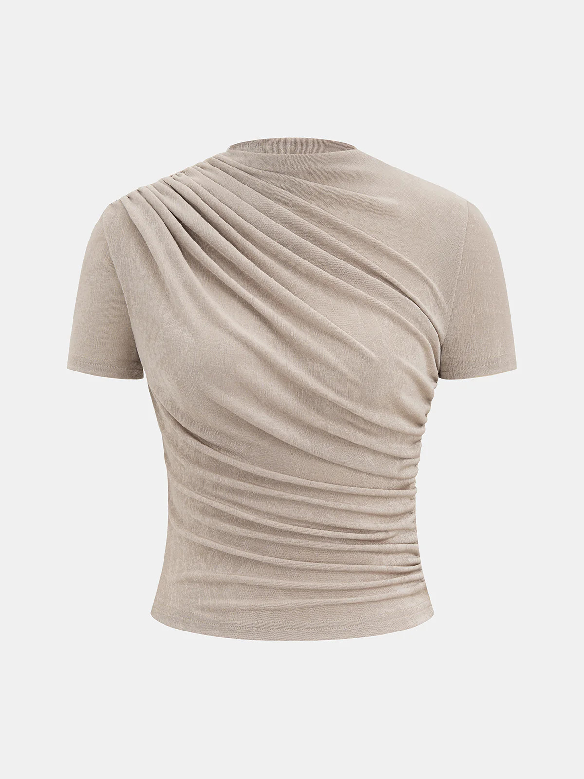 Asymmetric Ruched Short-Sleeve Top | Commense