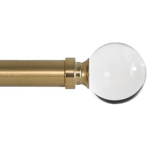 Ivilon Drapery Treatment Window Curtain Rod - Acrylic Ball 1 inch Pole. 48 to 86 Inch. Warm Gold | Amazon (US)