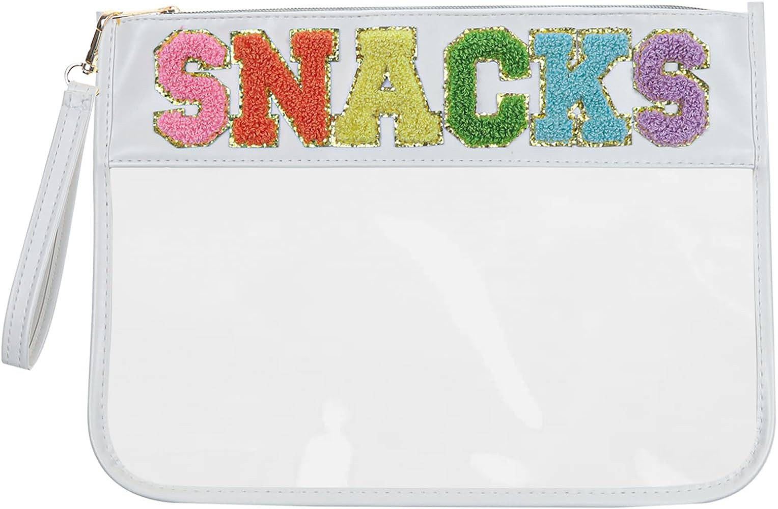 Snack Bags Clear Pouch Travel Makeup Bag Chenille Letter Bags for Zipper Pouch Clear Cosmetic Bag... | Amazon (US)