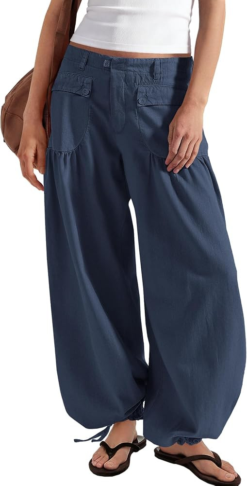 Yanekop Womens Balloon Pants High Waisted Wide Leg Harem Pants | Amazon (US)
