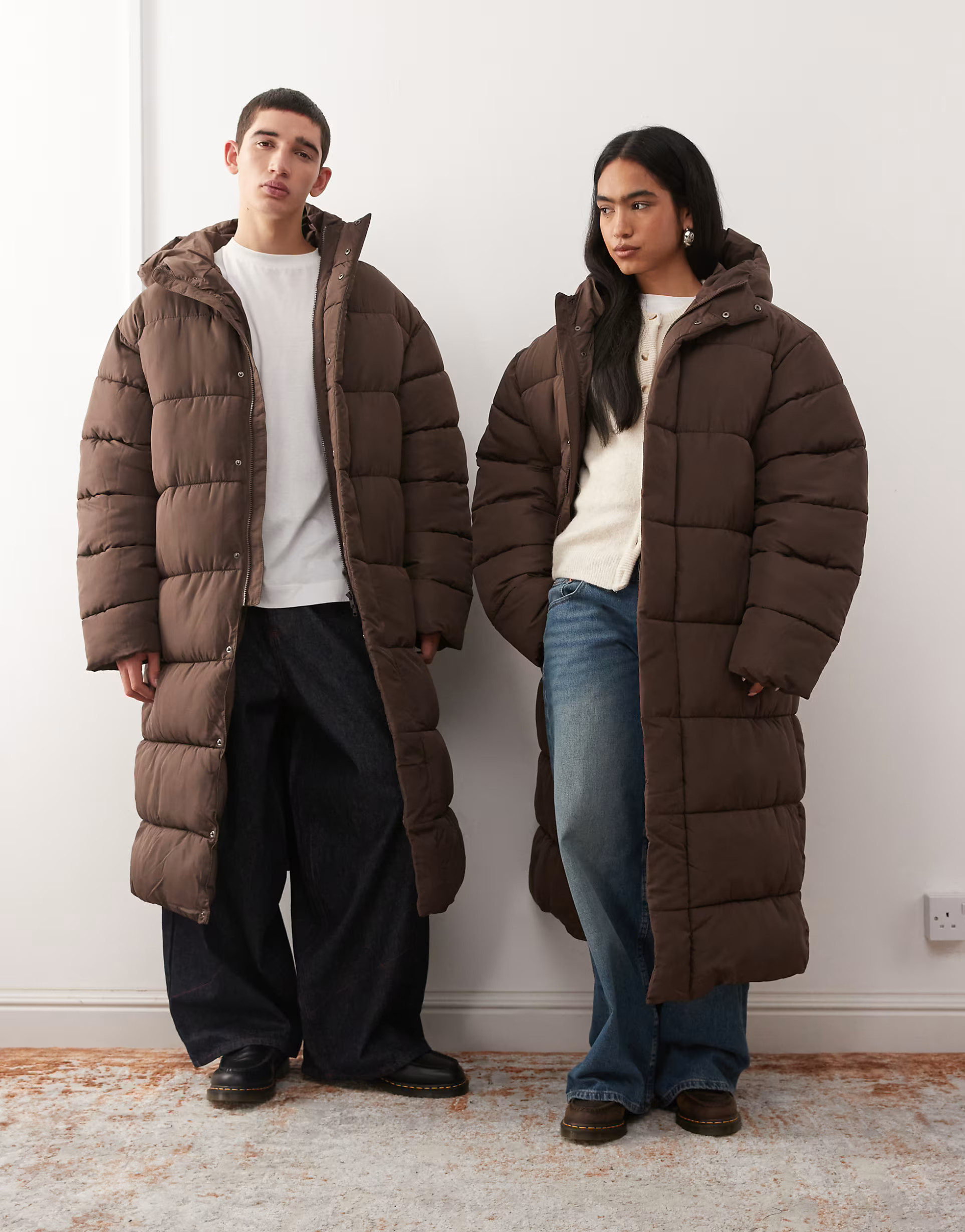COLLUSION Unisex maxi puffer coat in chocolate brown | ASOS | ASOS (Global)