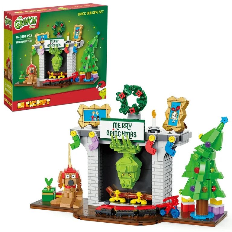 Brickcraft Grinch in Fireplace Brick Building Kit (591-Plastic Piece Set), Limited Edition Collec... | Walmart (US)