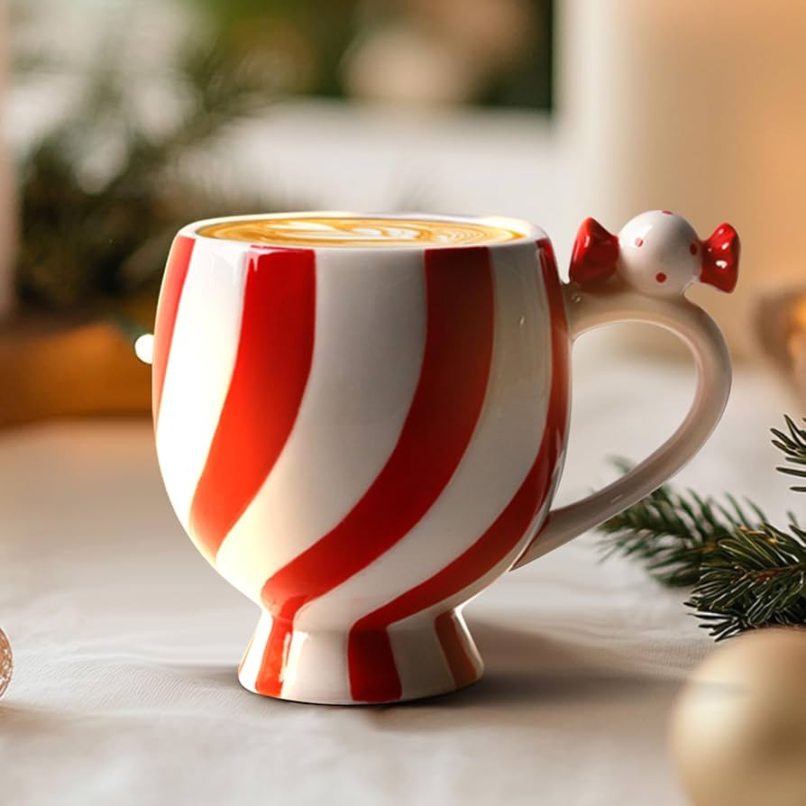 Christmas Mugs Ceramic Candy Shape Cute Coffee Mug Unique Holiday Mug with Handle Hot Cocoa Cup P... | Amazon (US)