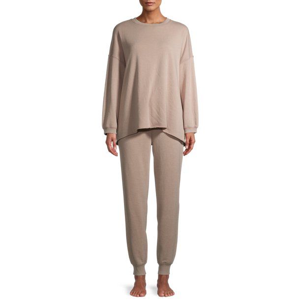 Secret Treasures Women's and Women's Plus Oversized Long Sleeve Top and Jogger Lounge Set | Walmart (US)