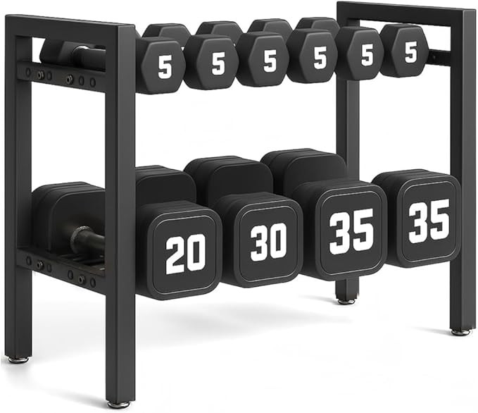 Dumbbell Rack 2-Tier 20 IN Length Adjustable Weight Rack For Home Gym Dumbbells Kettlebell (Rack ... | Amazon (US)