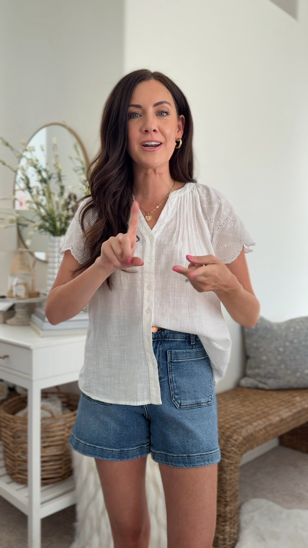 @kohls #kohlspartner #kohls 
Blouse-xs
Shorts-run tts
Kohls on sale! Love these shorts—grabbed both washes! Stretchy, high waisted & the pocket front is so cute! 

#LTKootd #LTKSeasonal #LTKSaleAlert