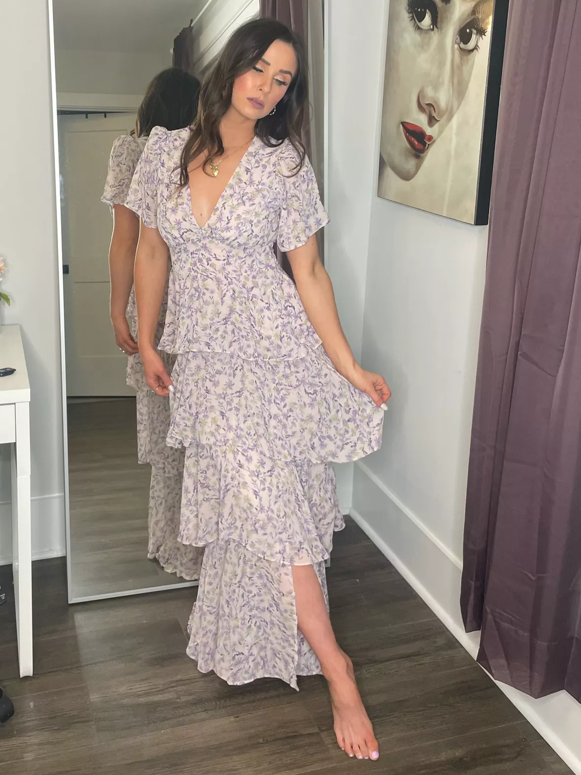 Tayla Floral Tiered Midi Dress