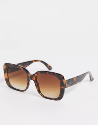 ASOS DESIGN recycled frame oversized 70s square sunglasses in caramel tort with brown lens | ASOS (Global)