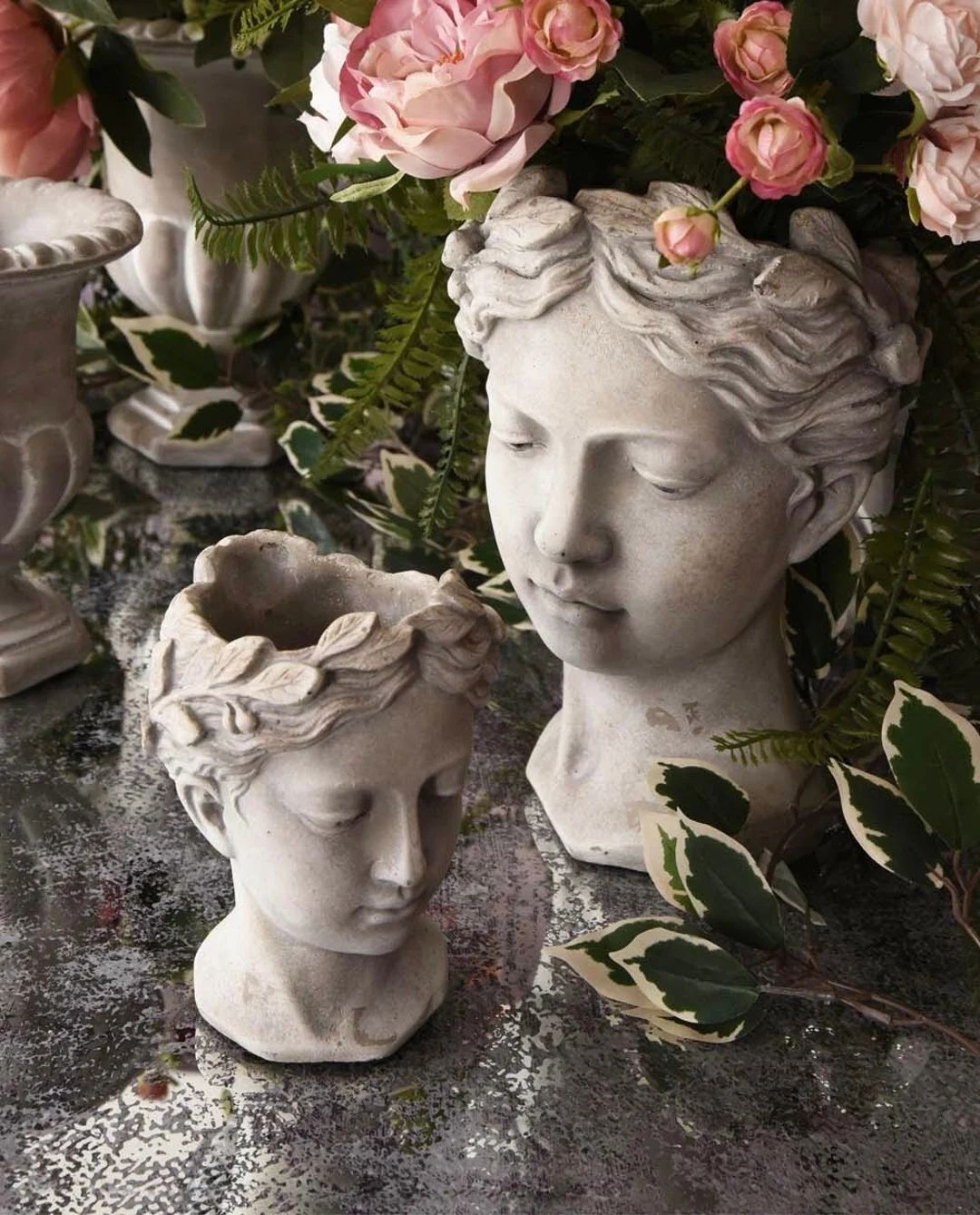 Goddess Head Planter - Female Bust Planter - Head Plant Pot - Stone Effect Cement Planter - Lady ... | Etsy (US)