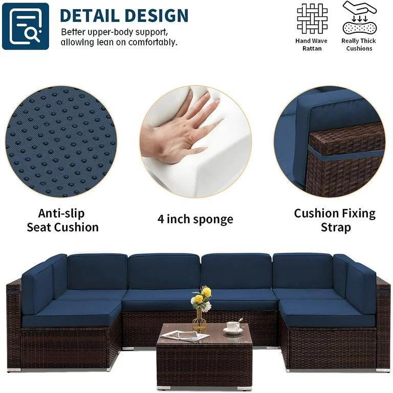 UDPATIO Patio Furniture Sets, Modular Rattan Outdoor Patio Sectional Furniture Sofa Set, Wicker P... | Walmart (US)