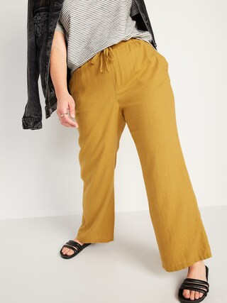 High-Waisted Wide-Leg Linen-Blend Pants for Women | Old Navy (US)