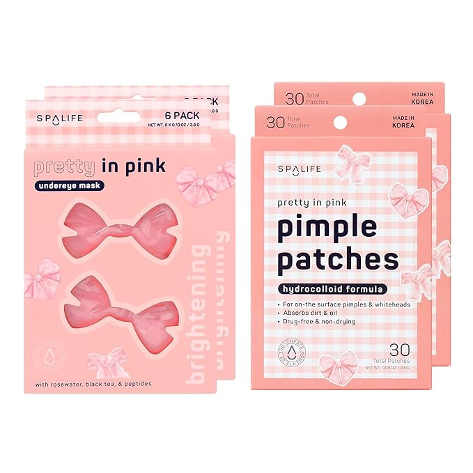 SpaLife PRETTY IN PINK UNDEREYE MASK & PIMPLE PATCH DUO – Hydrogel Undereye Patches for Dark Ci... | Amazon (US)