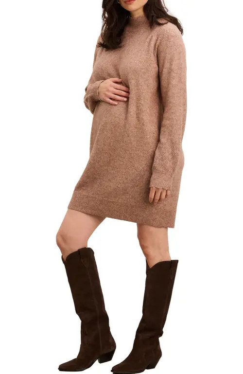 HATCH The Cozy Pointelle Poise Mini Dress in Mocha at Nordstrom, Size 1 | Nordstrom