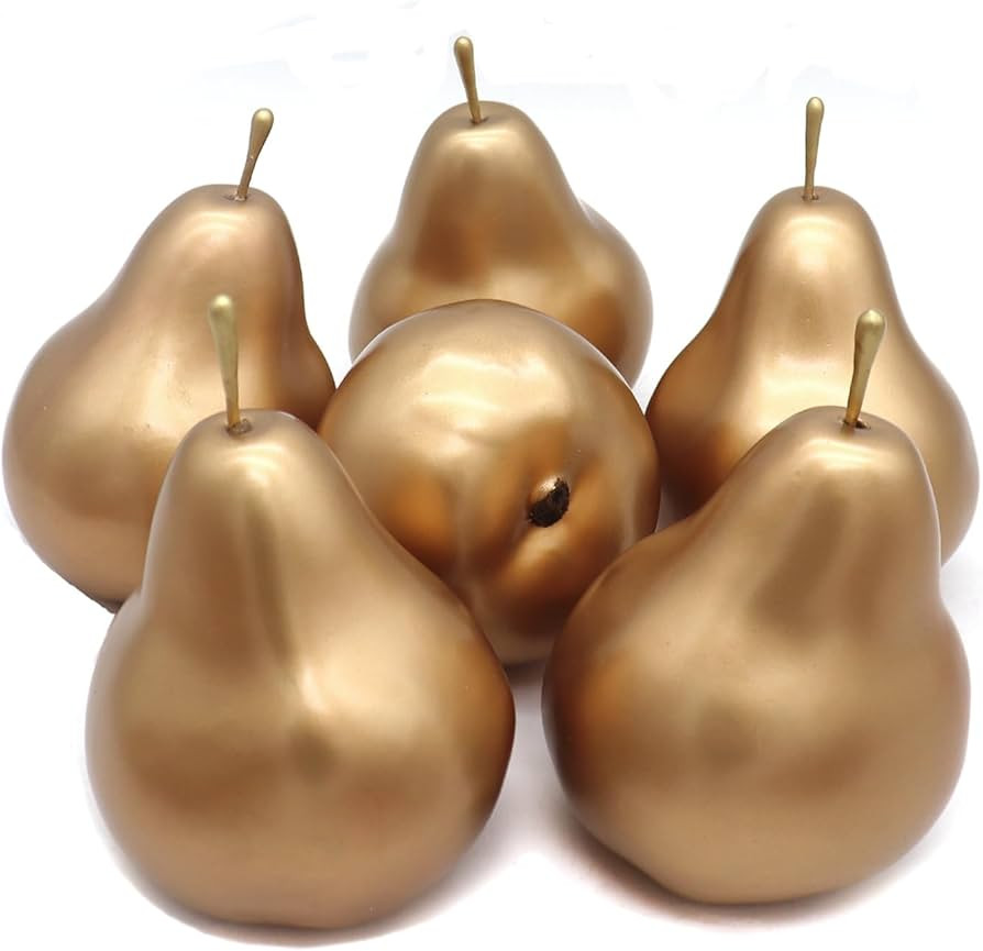6pcs Fake Pears Artificial Fruits Vivid Gold Pear for Home Fruit Shop Supermarket Desk Office Res... | Amazon (US)