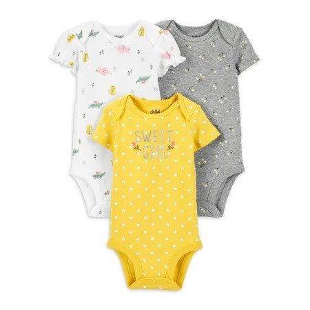 Carter s Child of Mine Baby Girl Short Sleeve Bodysuits 3-Pack Preemie-24 Months | Walmart (US)