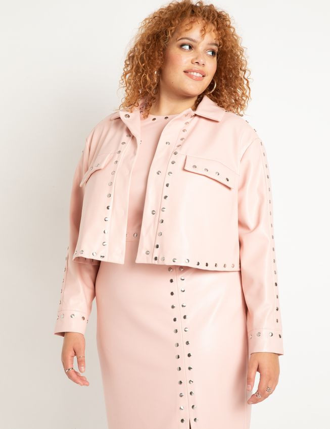 Studded Faux Leather Jacket | Eloquii