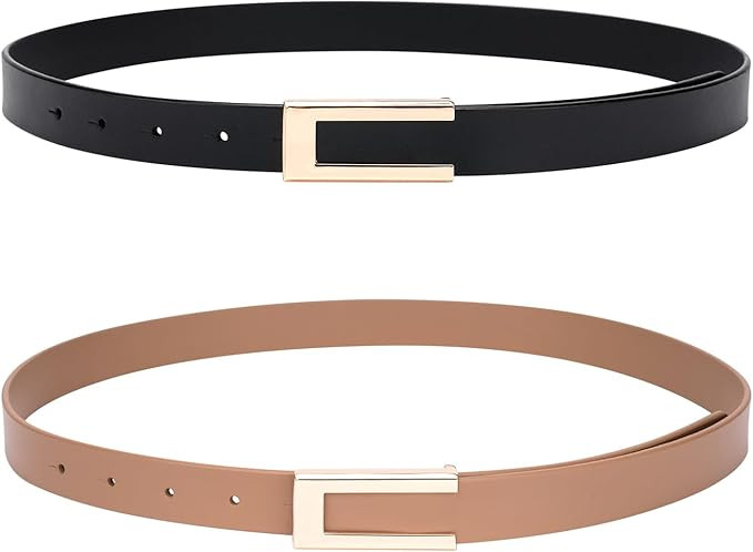 Womens Genuine Leather Belt for Jeans Pants Ladies Casual Skinny Waist Dresses Belt | Amazon (US)