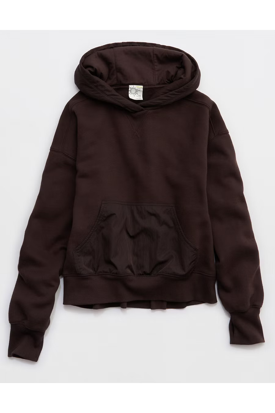 OFFLINE By Aerie Cloud Fleece Nylon Hoodie Women's Deep Earth L | Aerie