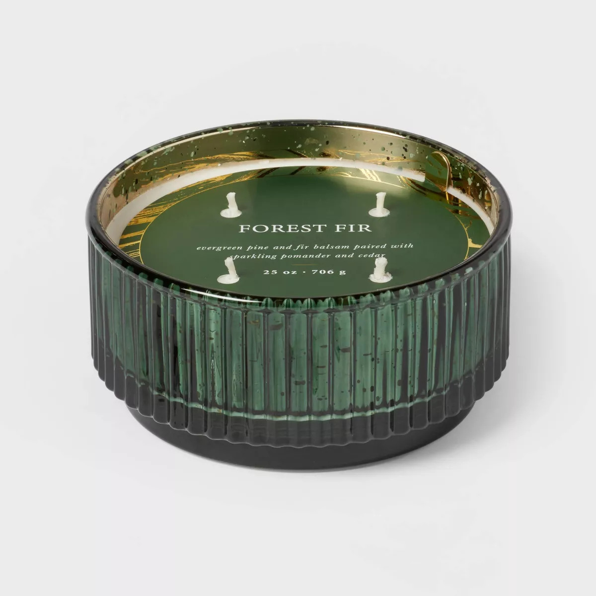 Ribbed Mercury Glass Forest Fir Footed Jar Candle Green - Threshold™ | Target