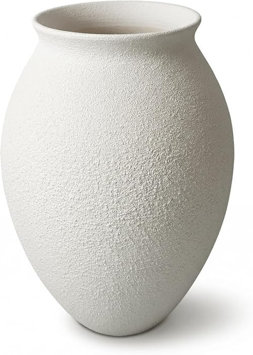 10.2 Inch Textured Ceramic Vase - Teardrop Flower Vase, Hand-Glazed Sandstone Finish, Modern Farm... | Amazon (US)