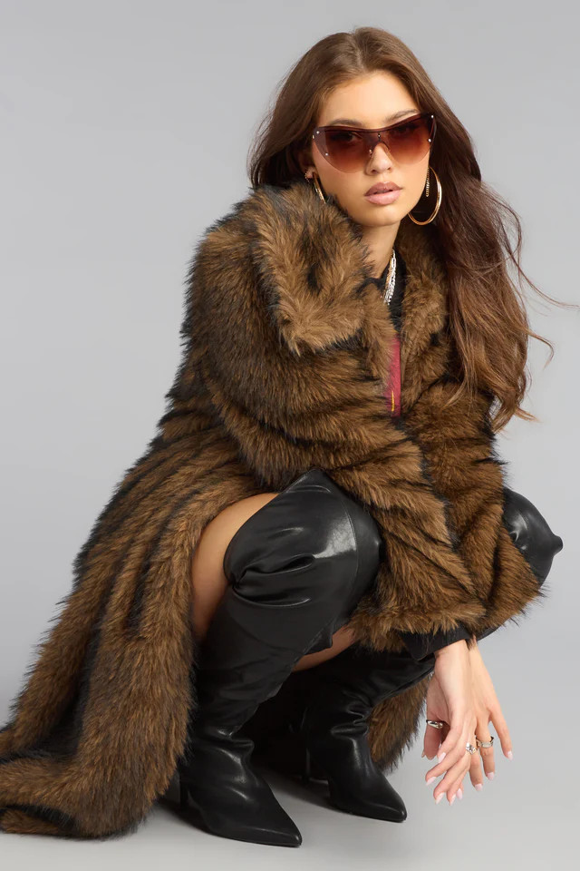 High Standards Long Faux Fur Coat | Windsor Stores