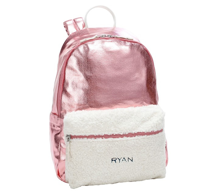 Colby Pink Metallic Sherpa Backpacks | Pottery Barn Kids