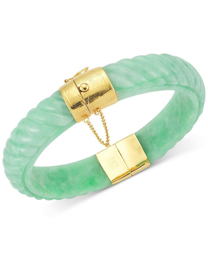 Macy's Dyed Jade Bangle Bracelet in 14k Gold over Sterling Silver in Green, Red or Black & Review... | Macys (US)