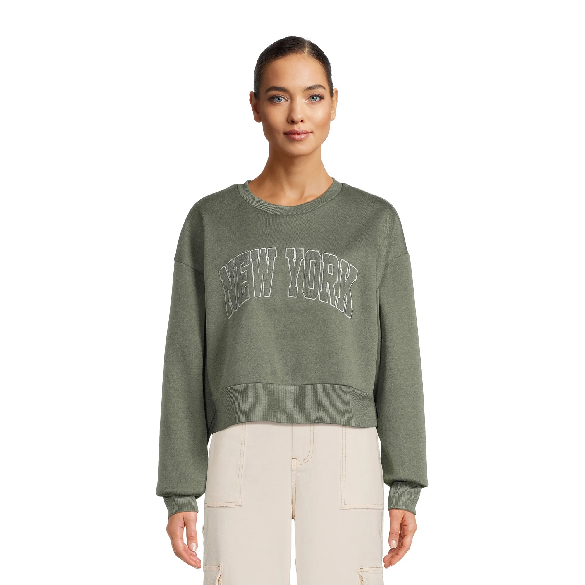 Liv & Lottie Juniors Cropped Varsity Sweatshirt | Walmart (US)