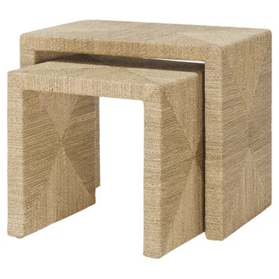 Palecek Woodside Natural Seagrass Rope Nesting Tables - Pair | Kathy Kuo Home