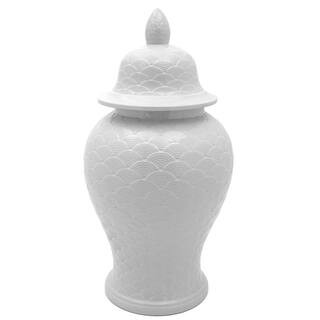 24 in. White Scaled Temple Jar | The Home Depot