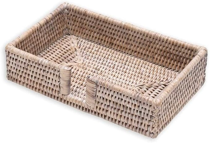 Caspari Rattan Guest Towel Napkin Holder in White Natural, 1 Each | Amazon (US)