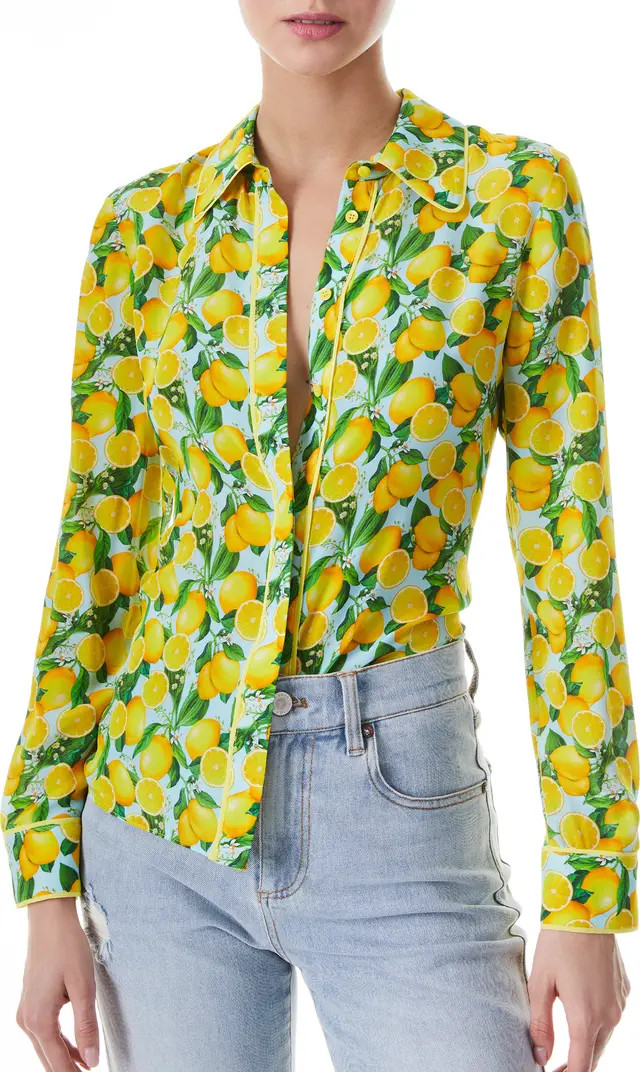 Alice + Olivia Willa Silk Button-Up Shirt | Nordstrom | Nordstrom