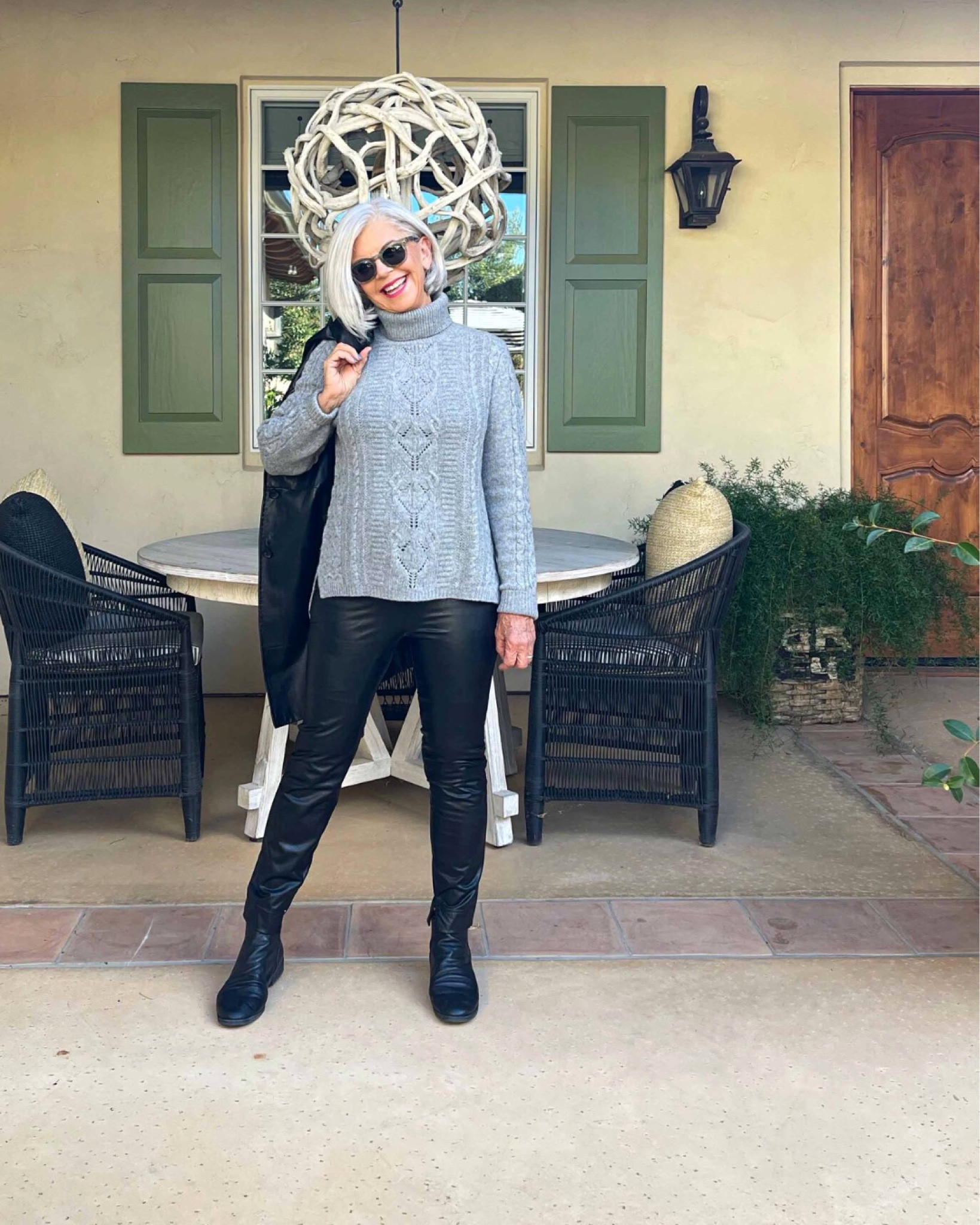 Quinn casmere sweater and faux leather pants, leather topper

#cashmere #leathercoat 

#LTKSeasonal #LTKstyletip #LTKHoliday