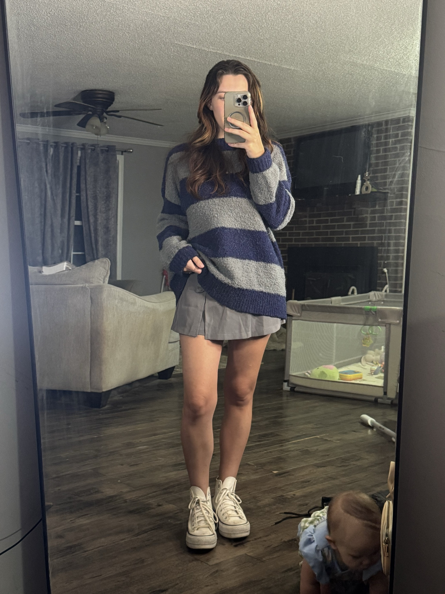 Oversized sweater and mini skirt outfit for fall

#LTKSeasonal #LTKStyleTip #LTKFindsUnder50