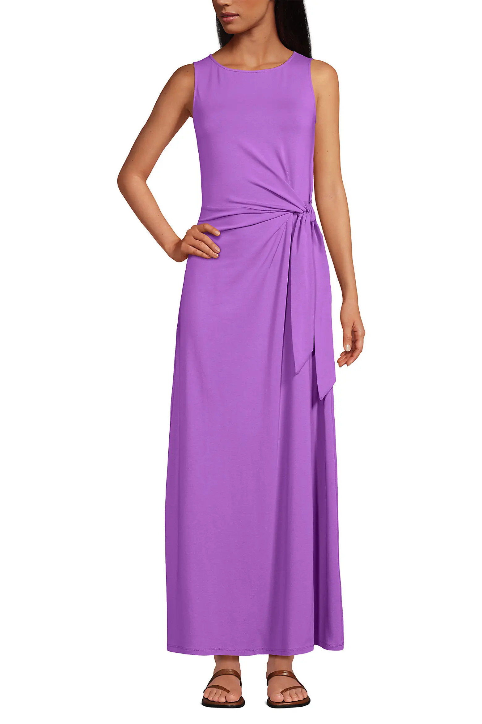 Cotton Modal Sleeveless Tie Waist Maxi Dress (Women) | Nordstrom | Nordstrom