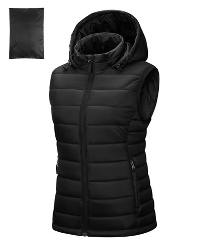 Outdoor Ventures Women's Lightweight Packable Hooded Puffer Vest Outerwear Zip Up Warm Sleeveless Winter Jacket Quilted Coat | Amazon (US)