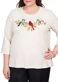 Alfred Dunner Plus Size Classics Birds Top | Belk
