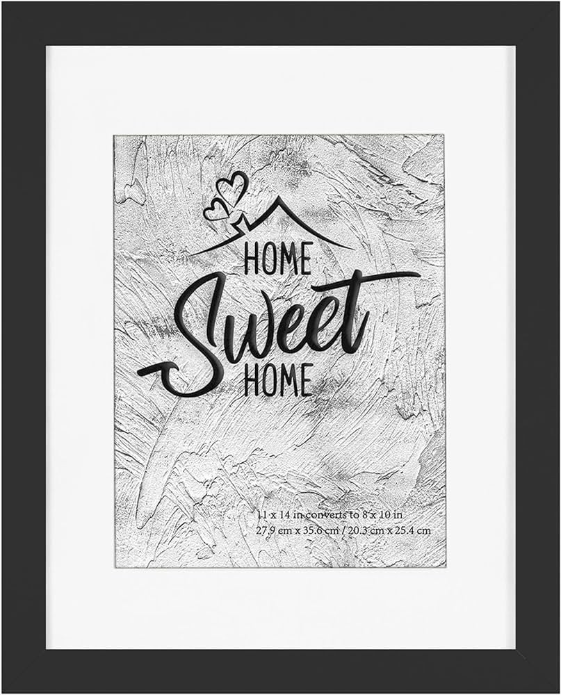 Califortree Black 11x14 Picture Frame - Display Photos 8x10 with Mat or 11x14 Without Mat - HD Gl... | Amazon (US)