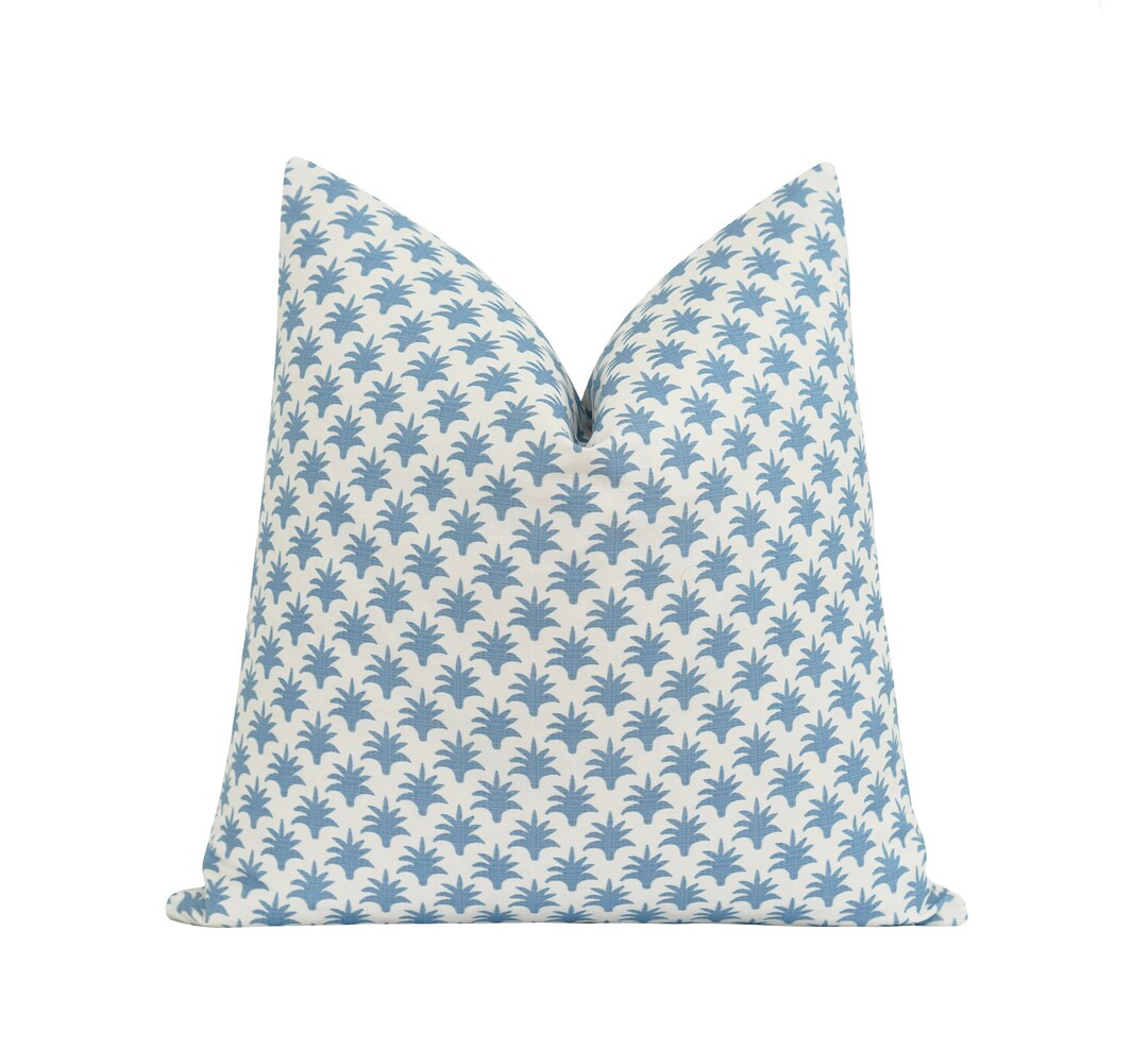 Medium Blue and White Pillow Cover, Small Palms Pillow Cover, Blue White Decorative Pillow Case, ... | Etsy (US)